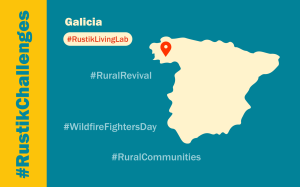 Map of Spain with a marker for Galicia 's Living Lab